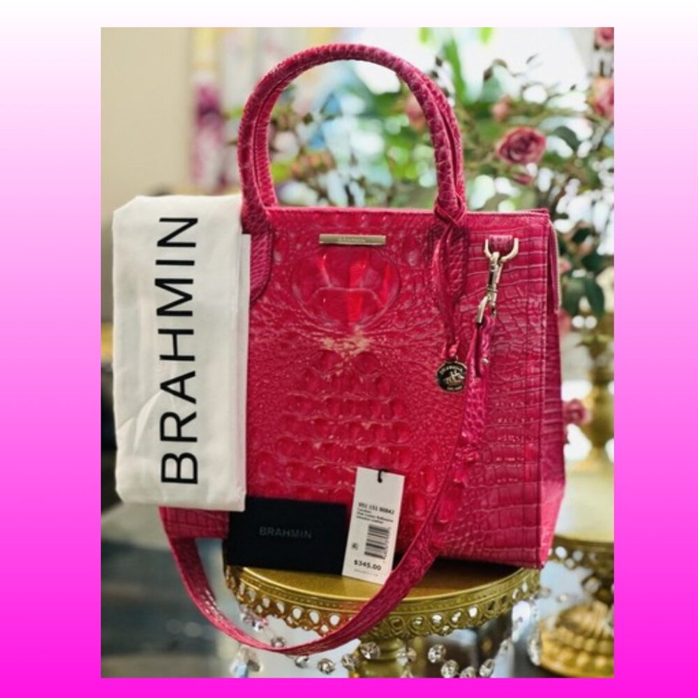 Brahmin Caroline Hot Pink Cosmo Melbourne Leather Satchel